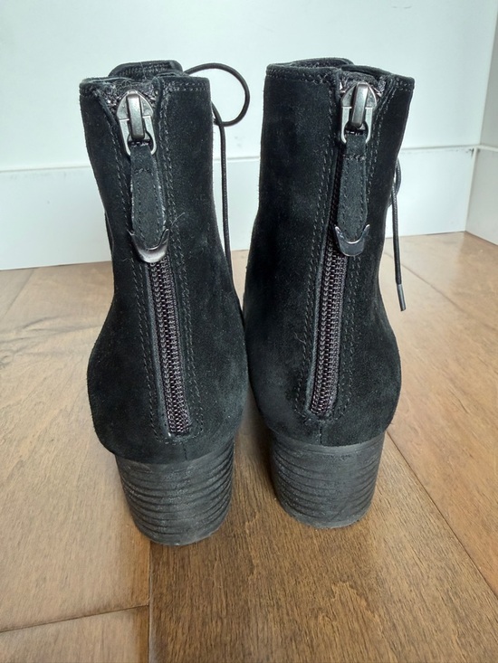 Earth Black Suede Lace-Up Ankle Boots with Button Detail - Picture 5 of 7